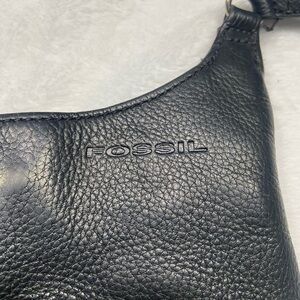 Fossil Pebbled Black Leather Handbag
